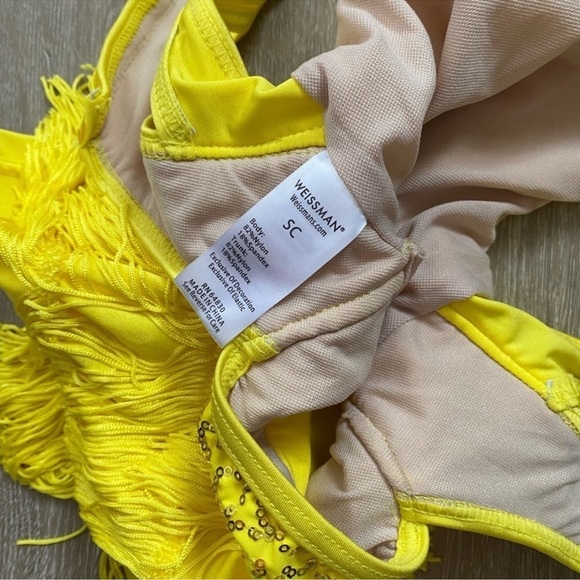 WEISSMAN Dance Costume yellow Fringe flapper GOOD TO BE ALIVE 11109 LC child - Picture 10 of 13
